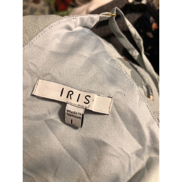 Iris Pale Green Floral Maxi Sun Dress Side Slit Size Large - Picture 3 of 3